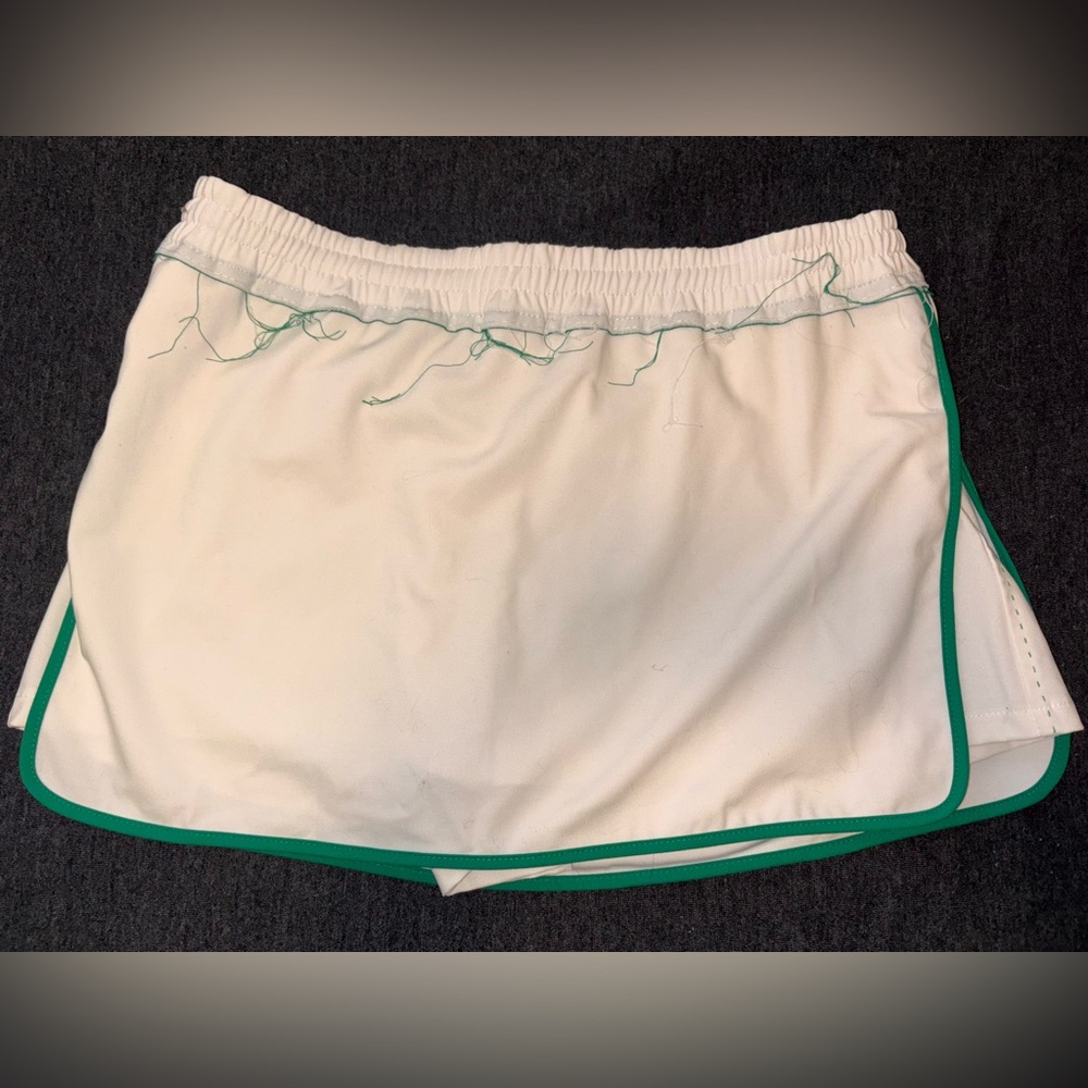 Zara White Skirt with Green Trim